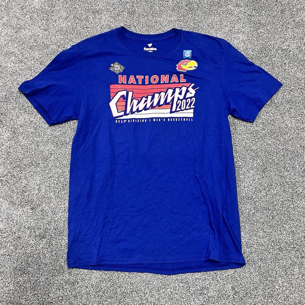 Kansas Jayhawks 2022 National Champions T Shirt Mens L Fanatics NCAA Final Four
